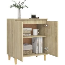 HAPPYSHOPPING Buffet Avec Pieds En Bois Chene Sonoma 60x35x70 Cm Agglomere -Buffet et enfilade Soldes 44636739 4