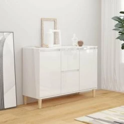 HAPPYSHOPPING Buffet Blanc Brillant 103,5x35x70 Cm Agglomere