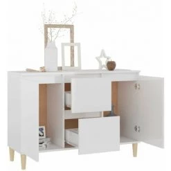 HAPPYSHOPPING Buffet Blanc Brillant 103,5x35x70 Cm Agglomere -Buffet et enfilade Soldes 44637084 3