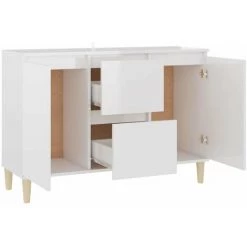 HAPPYSHOPPING Buffet Blanc Brillant 103,5x35x70 Cm Agglomere -Buffet et enfilade Soldes 44637084 4