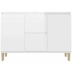 HAPPYSHOPPING Buffet Blanc Brillant 103,5x35x70 Cm Agglomere -Buffet et enfilade Soldes 44637084 5