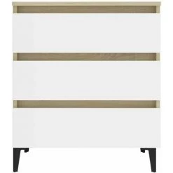 HAPPYSHOPPING Buffet Blanc Et Chene Sonoma 60x35x69 Cm Agglomere 8 HAPPYSHOPPING Buffet Blanc Et Chene Sonoma 60x35x69 Cm Agglomere -Buffet et enfilade Soldes 44637170 4