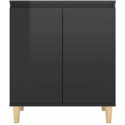HAPPYSHOPPING Buffet Avec Pieds En Bois Noir Brillant 60x35x70 Cm Agglomere -Buffet et enfilade Soldes 44637369 5