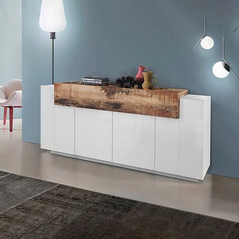 AHD AMAZING HOME DESIGN Buffet Design Blanc Bois 200cm Portes 4 Compartiments Corona Side 1 AHD AMAZING HOME DESIGN Buffet Design Blanc Bois 200cm Portes 4 Compartiments Corona Side