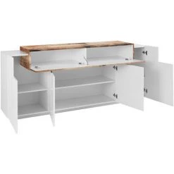 AHD AMAZING HOME DESIGN Buffet Design Blanc Bois 200cm Portes 4 Compartiments Corona Side 8 AHD AMAZING HOME DESIGN Buffet Design Blanc Bois 200cm Portes 4 Compartiments Corona Side -Buffet et enfilade Soldes 44748608 4