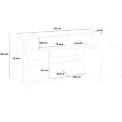 AHD AMAZING HOME DESIGN Buffet Design Blanc Bois 200cm Portes 4 Compartiments Corona Side 9 AHD AMAZING HOME DESIGN Buffet Design Blanc Bois 200cm Portes 4 Compartiments Corona Side -Buffet et enfilade Soldes 44748608 5
