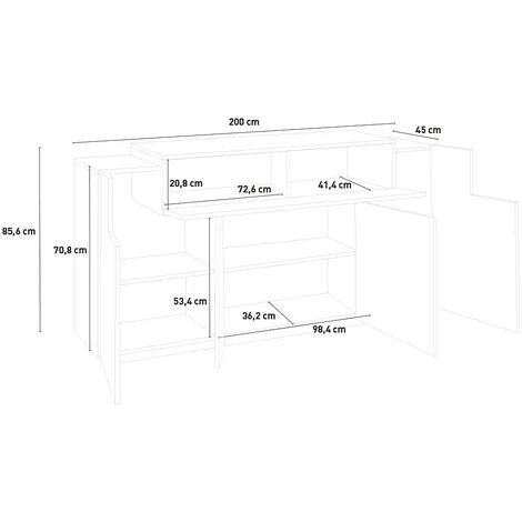 AHD AMAZING HOME DESIGN Buffet Design Blanc Bois 200cm Portes 4 Compartiments Corona Side 5 AHD AMAZING HOME DESIGN Buffet Design Blanc Bois 200cm Portes 4 Compartiments Corona Side – Image 5