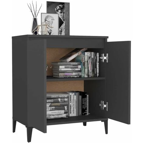 HAPPYSHOPPING Buffet Gris 60x35x70 Cm Agglomere 3 HAPPYSHOPPING Buffet Gris 60x35x70 Cm Agglomere – Image 3