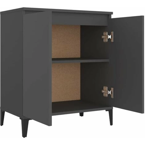 HAPPYSHOPPING Buffet Gris 60x35x70 Cm Agglomere 4 HAPPYSHOPPING Buffet Gris 60x35x70 Cm Agglomere – Image 4