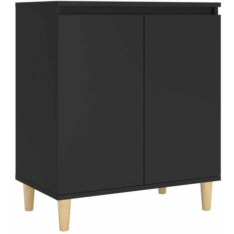 HAPPYSHOPPING Buffet Avec Pieds En Bois Massif Noir 60x35x70 Cm Agglomere 2 HAPPYSHOPPING Buffet Avec Pieds En Bois Massif Noir 60x35x70 Cm Agglomere – Image 2
