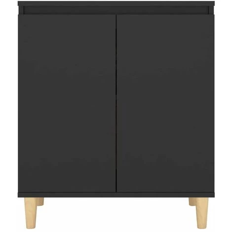 HAPPYSHOPPING Buffet Avec Pieds En Bois Massif Noir 60x35x70 Cm Agglomere 5 HAPPYSHOPPING Buffet Avec Pieds En Bois Massif Noir 60x35x70 Cm Agglomere – Image 5