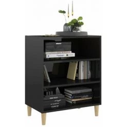 HAPPYSHOPPING Buffet Noir Brillant 57x35x70 Cm Agglomere -Buffet et enfilade Soldes 45120149 3