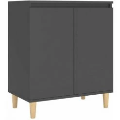 HAPPYSHOPPING Buffet Avec Pieds En Bois Massif Gris 60x35x70 Cm Agglomere -Buffet et enfilade Soldes 45120170 2