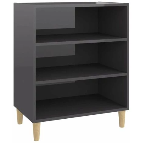 HAPPYSHOPPING Buffet Gris Brillant 57x35x70 Cm Agglomere 2 HAPPYSHOPPING Buffet Gris Brillant 57x35x70 Cm Agglomere – Image 2