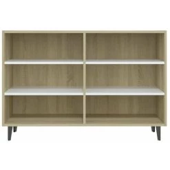 HAPPYSHOPPING Buffet Blanc Et Chene Sonoma 103,5x35x70 Cm Agglomere -Buffet et enfilade Soldes 45120639 4