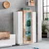 AHD AMAZING HOME DESIGN Vitrine Design Moderne Blanc Brillant Bois Salon Corona