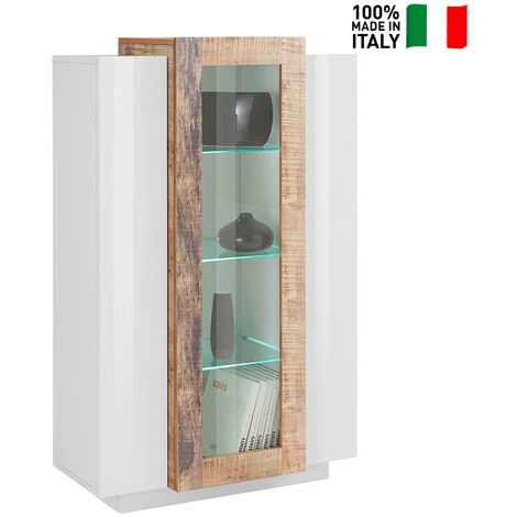 AHD AMAZING HOME DESIGN Vitrine Design Moderne Blanc Brillant Bois Salon Corona 2 AHD AMAZING HOME DESIGN Vitrine Design Moderne Blanc Brillant Bois Salon Corona – Image 2