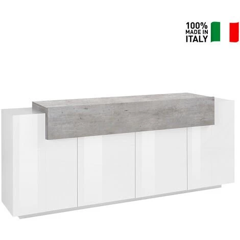 AHD AMAZING HOME DESIGN Buffet Salon Moderne 200cm 4 Compartiments Blanc Gris Corona Side 2 AHD AMAZING HOME DESIGN Buffet Salon Moderne 200cm 4 Compartiments Blanc Gris Corona Side – Image 2