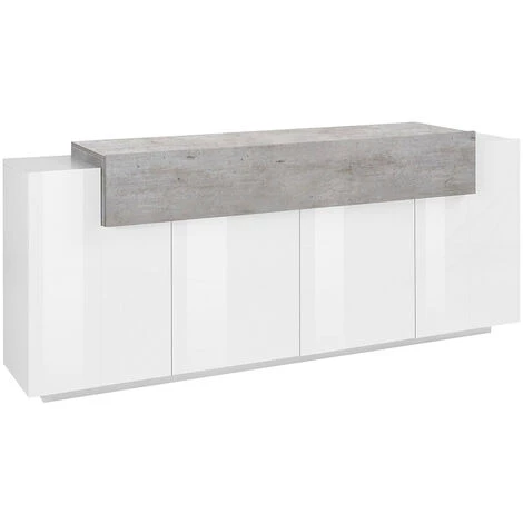 AHD AMAZING HOME DESIGN Buffet Salon Moderne 200cm 4 Compartiments Blanc Gris Corona Side 3 AHD AMAZING HOME DESIGN Buffet Salon Moderne 200cm 4 Compartiments Blanc Gris Corona Side – Image 3
