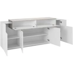 AHD AMAZING HOME DESIGN Buffet Salon Moderne 200cm 4 Compartiments Blanc Gris Corona Side 8 AHD AMAZING HOME DESIGN Buffet Salon Moderne 200cm 4 Compartiments Blanc Gris Corona Side -Buffet et enfilade Soldes 45225092 4
