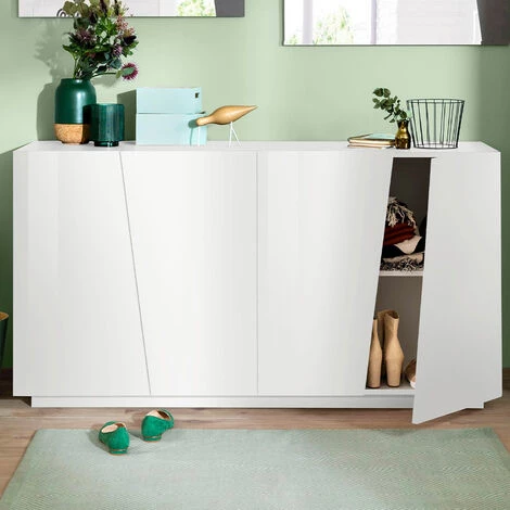 AHD AMAZING HOME DESIGN Buffet Meuble Salon 160cm 4 Portes Design Blanc Brillant Vega Four 1 AHD AMAZING HOME DESIGN Buffet Meuble Salon 160cm 4 Portes Design Blanc Brillant Vega Four