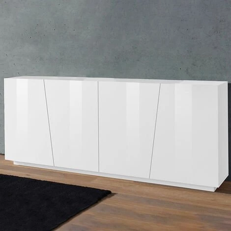 AHD AMAZING HOME DESIGN Meuble Buffet Moderne Blanc 200cm 4 Portes 2 Compartiments Vega Day 1 AHD AMAZING HOME DESIGN Meuble Buffet Moderne Blanc 200cm 4 Portes 2 Compartiments Vega Day