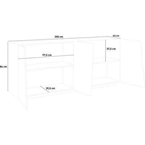 AHD AMAZING HOME DESIGN Meuble Buffet Moderne Blanc 200cm 4 Portes 2 Compartiments Vega Day 5 AHD AMAZING HOME DESIGN Meuble Buffet Moderne Blanc 200cm 4 Portes 2 Compartiments Vega Day – Image 5