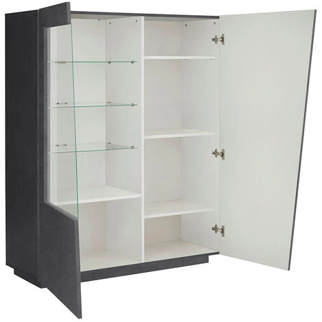 AHD AMAZING HOME DESIGN Buffet Moderne Avec Vitrine Bibliothèque 120x43cm Design Ardoise Vega Bias 4 AHD AMAZING HOME DESIGN Buffet Moderne Avec Vitrine Bibliothèque 120x43cm Design Ardoise Vega Bias – Image 4