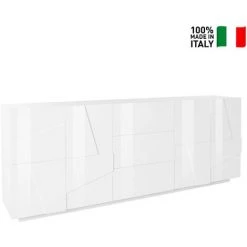 AHD AMAZING HOME DESIGN Meuble Buffet Design Salon 4 Portes 3 Tiroirs 220cm Blanc Brillant Ping Wide 6 AHD AMAZING HOME DESIGN Meuble Buffet Design Salon 4 Portes 3 Tiroirs 220cm Blanc Brillant Ping Wide -Buffet et enfilade Soldes 45225113 2