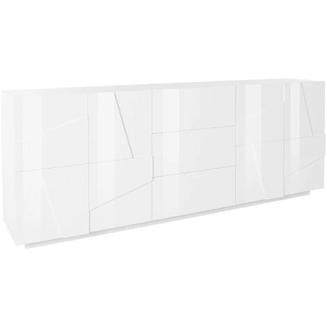 AHD AMAZING HOME DESIGN Meuble Buffet Design Salon 4 Portes 3 Tiroirs 220cm Blanc Brillant Ping Wide 3 AHD AMAZING HOME DESIGN Meuble Buffet Design Salon 4 Portes 3 Tiroirs 220cm Blanc Brillant Ping Wide – Image 3