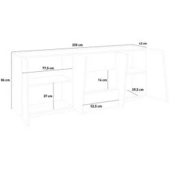 AHD AMAZING HOME DESIGN Meuble Buffet Design Salon 4 Portes 3 Tiroirs 220cm Blanc Brillant Ping Wide 9 AHD AMAZING HOME DESIGN Meuble Buffet Design Salon 4 Portes 3 Tiroirs 220cm Blanc Brillant Ping Wide -Buffet et enfilade Soldes 45225113 5