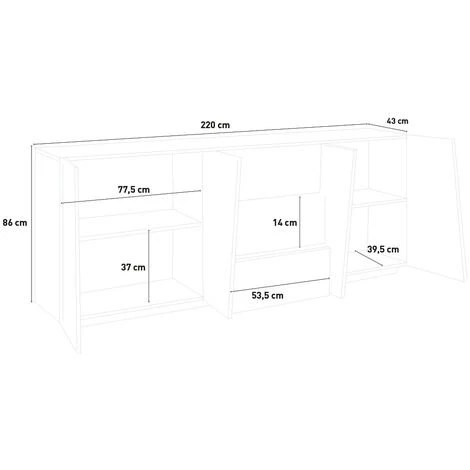 AHD AMAZING HOME DESIGN Meuble Buffet Design Salon 4 Portes 3 Tiroirs 220cm Blanc Brillant Ping Wide 5 AHD AMAZING HOME DESIGN Meuble Buffet Design Salon 4 Portes 3 Tiroirs 220cm Blanc Brillant Ping Wide – Image 5