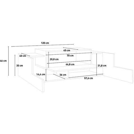 AHD AMAZING HOME DESIGN Meuble Entrée Buffet Bas 2 Portes Compartiment Rabattable Coro Baix Acero 5 AHD AMAZING HOME DESIGN Meuble Entrée Buffet Bas 2 Portes Compartiment Rabattable Coro Baix Acero – Image 5
