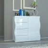 AHD AMAZING HOME DESIGN Buffet Salon Cuisine 90cm 1 Porte 4 Tiroirs Blanc Onda Living