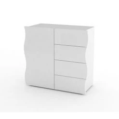 AHD AMAZING HOME DESIGN Buffet Salon Cuisine 90cm 1 Porte 4 Tiroirs Blanc Onda Living 7 AHD AMAZING HOME DESIGN Buffet Salon Cuisine 90cm 1 Porte 4 Tiroirs Blanc Onda Living -Buffet et enfilade Soldes 45340506 3