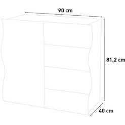 AHD AMAZING HOME DESIGN Buffet Salon Cuisine 90cm 1 Porte 4 Tiroirs Blanc Onda Living 9 AHD AMAZING HOME DESIGN Buffet Salon Cuisine 90cm 1 Porte 4 Tiroirs Blanc Onda Living -Buffet et enfilade Soldes 45340506 5