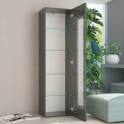 AHD AMAZING HOME DESIGN Vitrine Salon Moderne Ardoise Brillant 4 Étagères En Verre Daiquiri -Buffet et enfilade Soldes 45340525 4