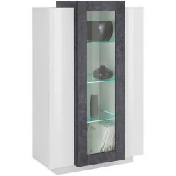 AHD AMAZING HOME DESIGN Vitrine Salon Design Ardoise Blanc Brillant Corona -Buffet et enfilade Soldes 45340528 3