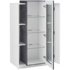 AHD AMAZING HOME DESIGN Vitrine Salon Design Ardoise Blanc Brillant Corona -Buffet et enfilade Soldes 45340528 4