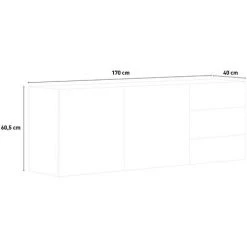 AHD AMAZING HOME DESIGN Buffet Meuble Salon 2 Portes 3 Tiroirs Blanc Brillant Metis Kommode -Buffet et enfilade Soldes 45340552 4