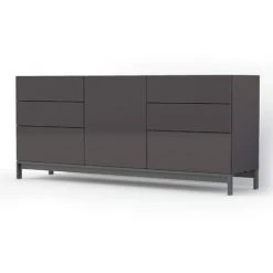 AHD AMAZING HOME DESIGN Buffet Porte 6 Tiroirs 170cm Anthracite Brillant Metis Report Side Up -Buffet et enfilade Soldes 45340566 3