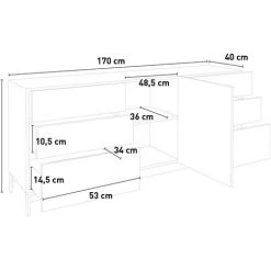 AHD AMAZING HOME DESIGN Buffet Porte 6 Tiroirs 170cm Anthracite Brillant Metis Report Side Up -Buffet et enfilade Soldes 45340566 4