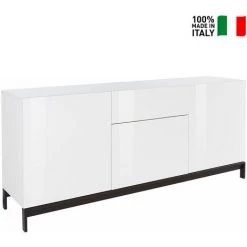 AHD AMAZING HOME DESIGN Buffet Salon Tiroir 3 Portes 170cm Blanc Brillant Metis Four Up -Buffet et enfilade Soldes 45340570 2