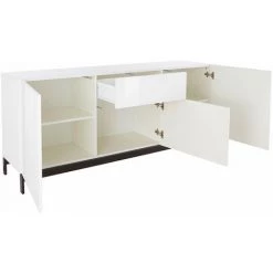 AHD AMAZING HOME DESIGN Buffet Salon Tiroir 3 Portes 170cm Blanc Brillant Metis Four Up -Buffet et enfilade Soldes 45340570 4