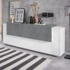 AHD AMAZING HOME DESIGN Buffet Salon Design 220cm 5 Portes 2 Tiroirs Blanc Ardoise New Coro Wide