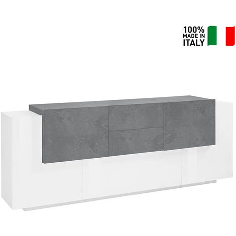 AHD AMAZING HOME DESIGN Buffet Salon Design 220cm 5 Portes 2 Tiroirs Blanc Ardoise New Coro Wide 2 AHD AMAZING HOME DESIGN Buffet Salon Design 220cm 5 Portes 2 Tiroirs Blanc Ardoise New Coro Wide – Image 2