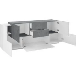 AHD AMAZING HOME DESIGN Buffet Salon Design 220cm 5 Portes 2 Tiroirs Blanc Ardoise New Coro Wide 8 AHD AMAZING HOME DESIGN Buffet Salon Design 220cm 5 Portes 2 Tiroirs Blanc Ardoise New Coro Wide -Buffet et enfilade Soldes 45340635 4