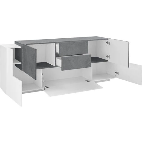 AHD AMAZING HOME DESIGN Buffet Salon Design 220cm 5 Portes 2 Tiroirs Blanc Ardoise New Coro Wide 4 AHD AMAZING HOME DESIGN Buffet Salon Design 220cm 5 Portes 2 Tiroirs Blanc Ardoise New Coro Wide – Image 4