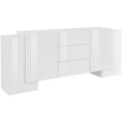 AHD AMAZING HOME DESIGN Buffet Salon Cuisine 210cm 4 Portes Battantes 3 Tiroirs Pillon Lawe -Buffet et enfilade Soldes 45340644 3