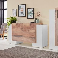 AHD AMAZING HOME DESIGN Buffet 4 Portes 2 Tiroirs Salon Cuisine 170cm Pillon Kaip Acero -Buffet et enfilade Soldes 45340650 5